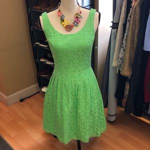 Key lime green Lilly Pulitzer sleeveless sun dress with flower pattern